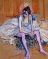 sitzend Tänzer in rosa Strumpfhosen 1890 Toulouse Lautrec Henri de